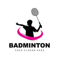 badminton logotipo, esporte ramo projeto, vetor abstrato badminton jogadoras silhueta coleção