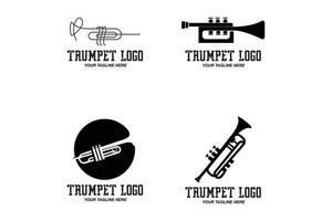 design de logotipo de trompete, gerar melodia, ilustração de esboço de vetor de instrumento musical