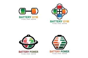 design de logotipo de bateria, ilustração de carregamento de tecnologia, vetor de marca da empresa