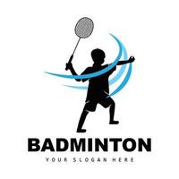 badminton logotipo, esporte ramo projeto, vetor abstrato badminton jogadoras silhueta coleção