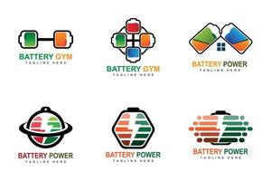 design de logotipo de bateria, ilustração de carregamento de tecnologia, vetor de marca da empresa