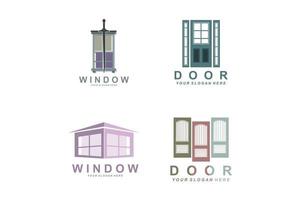 logotipo da janela de casa, design de ícones de interiores para casa vetor