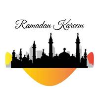 design de vetor de fundo de cartão de saudação ramadan kareem, feriados islâmicos, com design de mesquita de lâmpada estrela e escrita árabe