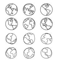 linha desenhando conjunto do a mundo ,mapa gráfico projeto, terra vetor. vetor