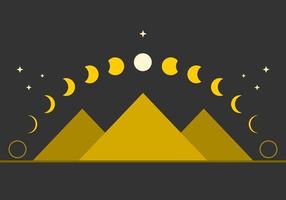 pirâmide traingle com amarelo lua diferente fases ou lunar fases misterioso astrologia Magia em Preto fundo plano vetor Projeto ícone.