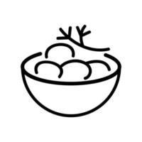 tigela de batatas com ilustração de contorno de vetor de ícone de endro