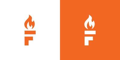 moderno e profissional carta f iniciais fogo tocha logotipo Projeto vetor