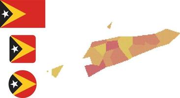 leste timor mapa e bandeira plano ícone símbolo vetor ilustração