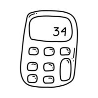 mão desenhado rabisco calculadora. vetor esboço ilustração do Preto esboço calculando máquina ícone, escola ou escritório suprimentos para imprimir, coloração página, crianças projeto, logotipo.