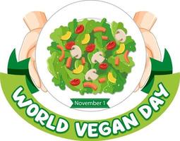 conceito de logotipo do dia mundial do vegan vetor