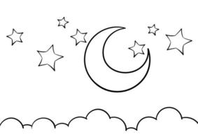 mão desenhado fundo do a lua, estrelas e nuvens vetor