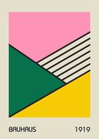cartazes de design geométrico vintage mínimo dos anos 20, arte de parede, modelo, layout com elementos de formas primitivas. Bauhaus retrô de fundo, círculo abstrato de vetor, triângulo e arte de linha quadrada.
