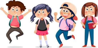 conjunto de personagens de desenhos animados de crianças da escola vetor