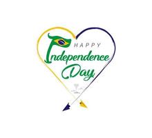 feliz independência dia do brasil. avião desenha nuvem a partir de coração. nacional bandeira vetor ilustração em branco fundo.