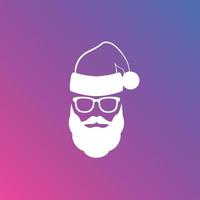 Papai Noel com boné, barba e bigode. vetor