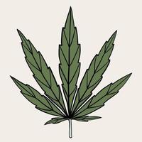 desenho à mão livre de folha de cannabis de simplicidade. vetor