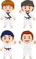 crianças em uniforme de taekwondo vetor