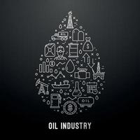 Conjunto de ícones de linha da indústria de petróleo moderna vetor