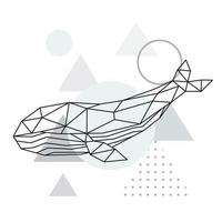 ilustração de baleia poligonal. pôster geométrico de animais marinhos. vetor