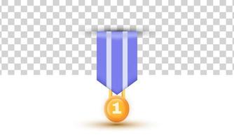 único realista elegante ouro medalha estilo ícone 3d Projeto isolado em vetor