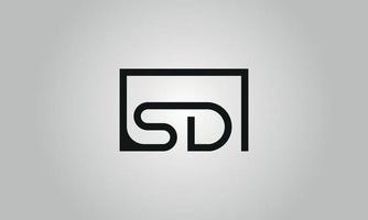 carta SD logotipo Projeto. SD logotipo com quadrado forma dentro Preto cores vetor livre vetor modelo.