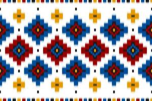 tapete étnico ikat padrão vermelho. padrão sem emenda geométrico étnico ikat em tribal. estilo mexicano. vetor