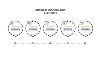 infográficos para o conceito de negócio com ícones e 5 opções ou etapas. para conteúdo, diagrama, fluxograma, etapas, peças, infográficos da linha do tempo, fluxo de trabalho, gráfico. vetor