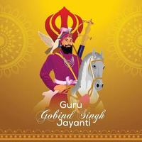 guru gobind singh jayanti sikh dasam guru celebração vetor