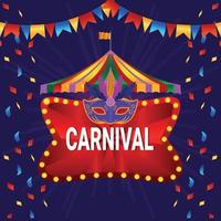 circo carnaval vintage com roda gigante e tenda de circo vetor