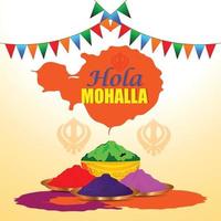 feliz holla mohalla com pote de lama em pó e arma colorida vetor