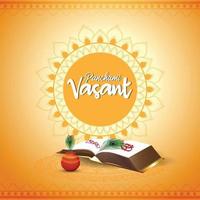 vasant panchami criativo fundo com saraswati veena e livros vetor