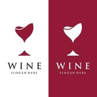 design de modelo de logotipo de vinho com taças de vinho e garrafas.logo para boate, bar e loja de vinhos. vetor