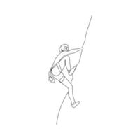 jovem ativo homem escalada em montanha pegada. extremo ao ar livre esporte. Rocha escalada conceito. vetor ilustração.