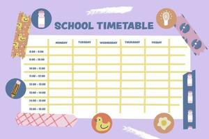 tema de álbum de recortes escola calendário vetor