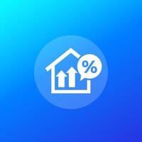 hipoteca, ícone de vetor de crescimento de taxa de empréstimo