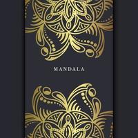 Fundo ornamentado de mandala de ouro de luxo para convite de casamento, capa do livro com elemento de mandala vetor premium