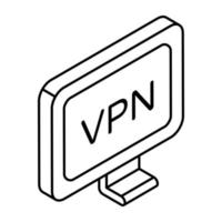 linear Projeto ícone do vpn vetor