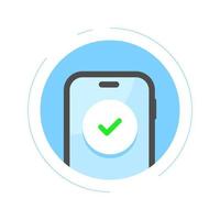 feito, todos passos ou processos completo, com sucesso, Verifica marca em Smartphone tela conceito ilustração plano Projeto vetor eps10. moderno gráfico elemento para aterrissagem página, esvaziar Estado interface do usuário, infográfico