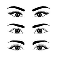 conjunto de olhos realistas desenhados à mão