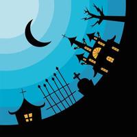 Halloween casas assombradas em um desenho vetorial de cemitério vetor