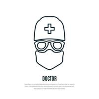 médico no ícone do forro de máscara protetora. proteção contra epidemia e vírus. vetor