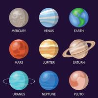planetas do sistema solar, ilustração vetorial