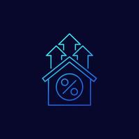 ícone de crescimento da taxa de hipoteca, linear vetor