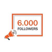 6000 seguidores modelo social local publicar. plano vetor. vetor