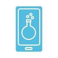 smartphone com ícone de estilo de silhueta de tubo de ensaio vetor