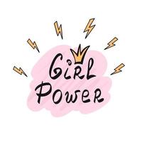 menina poder. feminismo citar. mulher motivacional slogan. ilustração para impressão, fundos, capas, embalagem, cumprimento cartões, cartazes, adesivos e têxtil. isolado em branco fundo. vetor