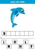 soletração jogos para pré escola crianças. fofa desenho animado golfinho. vetor
