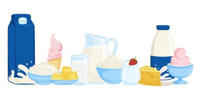 saudável leite produtos definir, vetor ilustração