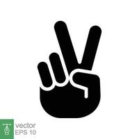 mão gesto v placa para vitória ou Paz glifo ícone. simples sólido estilo para apps e sites. vetor ilustração em branco fundo. eps 10.