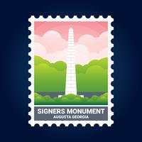 Sinalizadores Monumento Ilustração Augusta Georgia Estados Unidos Stamp vetor